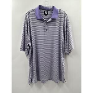 Footjoy Men’s Short Sleeve Striped Golf Polo Purple & White Size Large